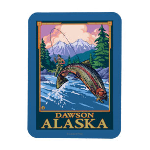 Magnet Flexible Scène de pêche de mouche - Dawson, Alaska