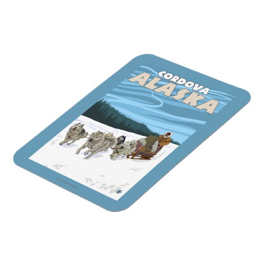 Magnet Flexible Scène de traînée de chien - Cordova, Alaska (Côté Gauche)