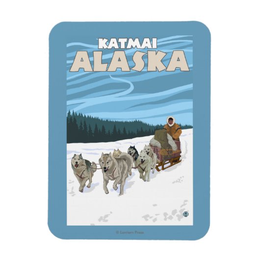 Magnet Flexible Scène de traînée de chien - Katmai, Alaska (Vertical)