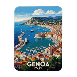 Magnet Flexible Scène de voyage dans le port de Gênes Italie ⚓