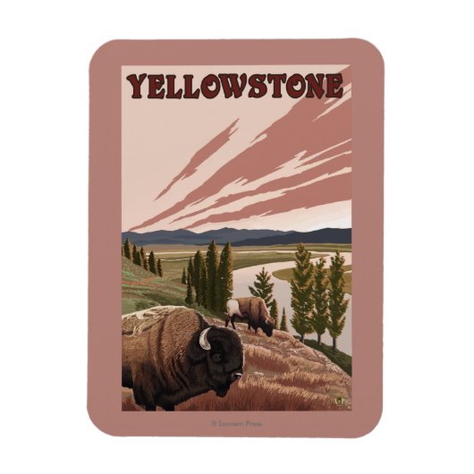 Magnet Flexible Scène de YellowstoneBison (Vertical)