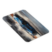 Magnet Flexible Scène dynamique de course urbaine bleue (Côté Droit)