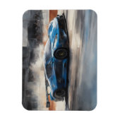 Magnet Flexible Scène dynamique de course urbaine bleue (Vertical)