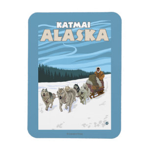 Magnet Flexible Scène Sledding de chien - Katmai, Alaska