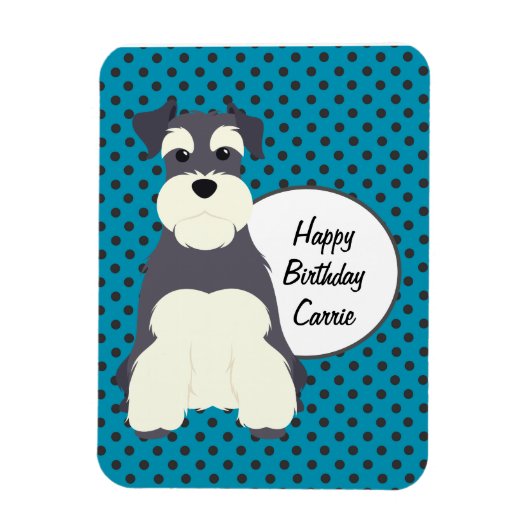 Magnet Flexible Schnauzer et Pois Anniversaire (Vertical)