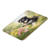 Magnet Flexible Schnauzer Puppy Springtime Flowers Flexible (Côté Gauche)