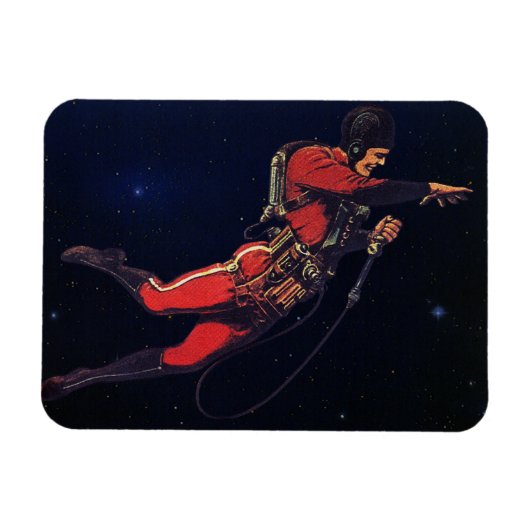 Magnet Flexible Science-fiction vintage d'astronaute dans l'espace (Horizontal)