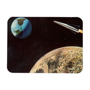 Magnet Flexible Science-fiction vintage, vaisseau spatial au-dessu