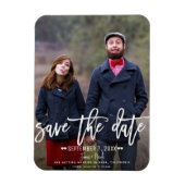 Magnet Flexible Script blanc moderne Enregistrer la date Mariage p (Vertical)