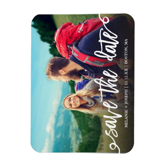Magnet Flexible Script Chic Enregistrer La Photo Date (Vertical)