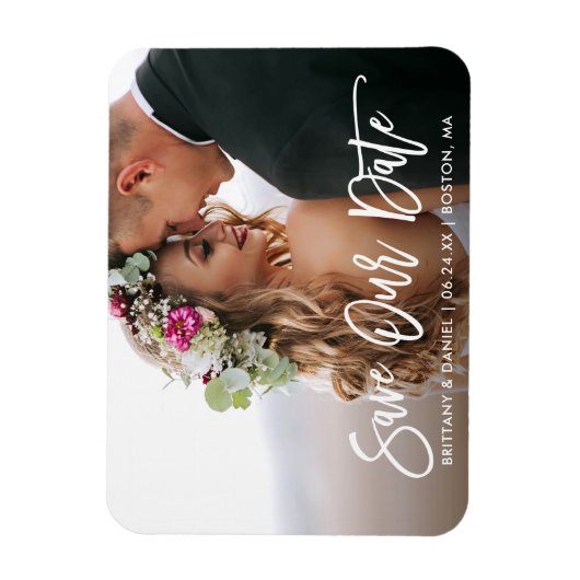 Magnet Flexible Script de brosse moderne Enregistrer notre photo d (Vertical)