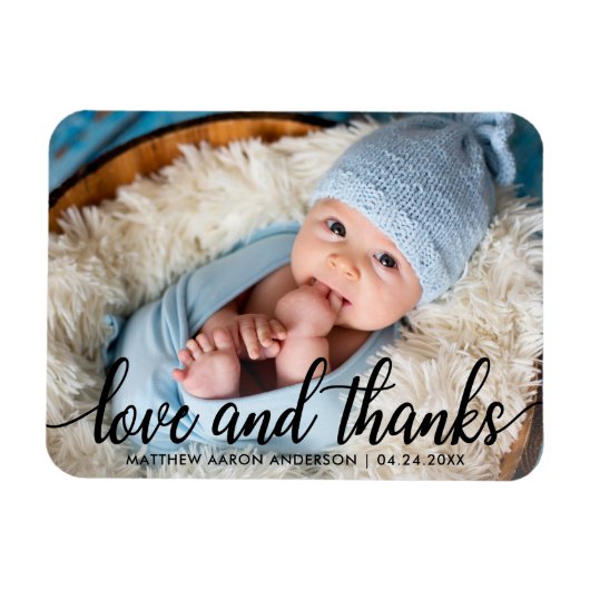 Magnet Flexible Script de calligraphie moderne Nouveau bébé amour  (Horizontal)