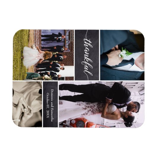 Magnet Flexible Script de remerciement Rustic Mariage Photo Collag (Horizontal)