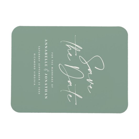 Magnet Flexible Script décontracté sauge vert typographie mariage  (Horizontal)