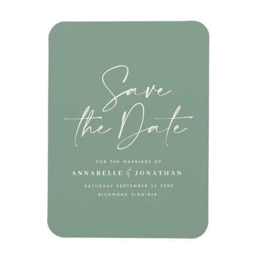 Magnet Flexible Script décontracté sauge vert typographie mariage  (Vertical)