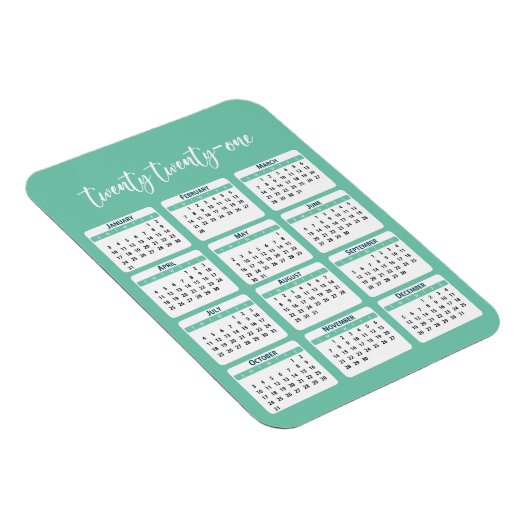 Magnet Flexible Script du calendrier de l'année complète 2021 (Côté Droit)