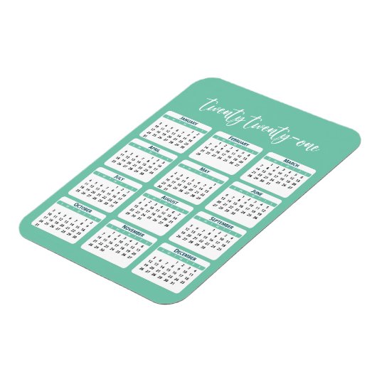 Magnet Flexible Script du calendrier de l'année complète 2021 (Côté Gauche)