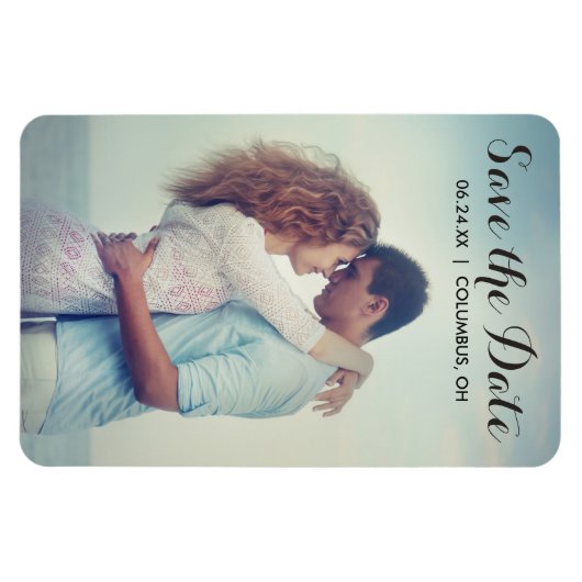 Magnet Flexible Script Full Bleed Photo Enregistrer l'aimant Date (Horizontal)