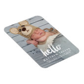 Magnet Flexible Script Hello | Aimant Faire-part de naissance bébé (Côté Droit)