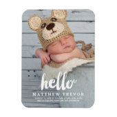 Magnet Flexible Script Hello | Aimant Faire-part de naissance bébé (Vertical)