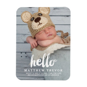 Magnet Flexible Script Hello   Aimant Faire-part de naissance bébé