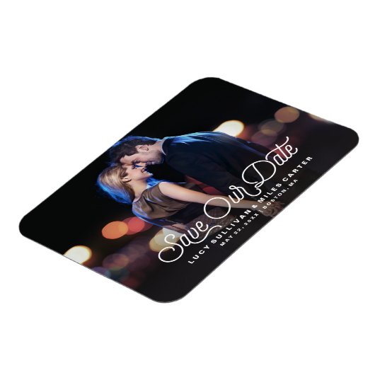 Magnet Flexible Script intemporel Sauvegarder notre date Photo Fai (Côté Gauche)