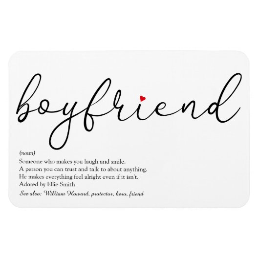 Magnet Flexible Script Love Coeur Boyfriend Définition (Horizontal)
