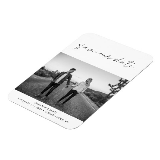 Magnet Flexible Script manuscrit moderne Mariage photo Date de sau (Côté Gauche)