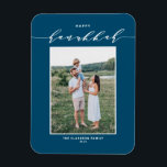 Magnet Flexible Script moderne Bleu Heureux Hanoukka Photo<br><div class="desc">Heureux Hanoukka ! Envoyer Hanoukka souhaite à la famille et aux amis avec cette calligraphie personnalisable Hanoukka aimant. Il est doté d'élégantes calligraphies et d'une typographie simple. Personnalisez en ajoutant des noms et une photo. Cet élégant aimant Happy Hanoukka est disponible sur d'autres cartons.</div>