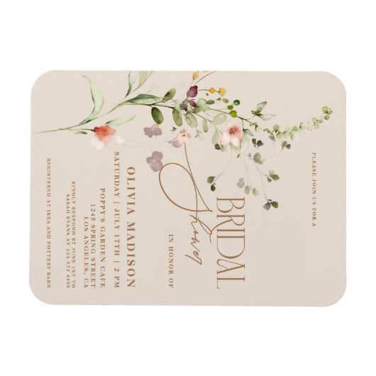 Magnet Flexible Script moderne Boho Flower Garden Fête des mariées (Horizontal)