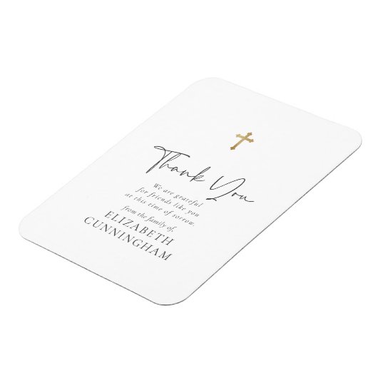 Magnet Flexible Script moderne Cursive Faux Gold Cross Memorial (Côté Gauche)