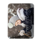 Magnet Flexible Script Moderne de Joyeuses Fêtes Flocons de Neige (Vertical)