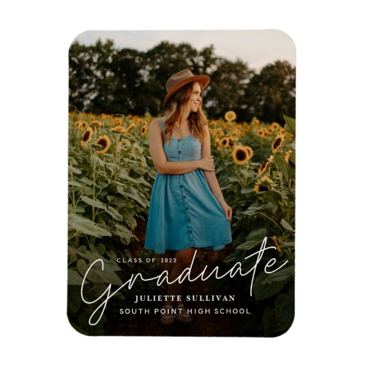 Magnet Flexible Script moderne Diplôme photo simple (Vertical)
