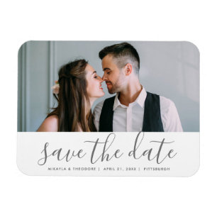 Magnet Flexible Script moderne Enregistrer la date Mariage photo