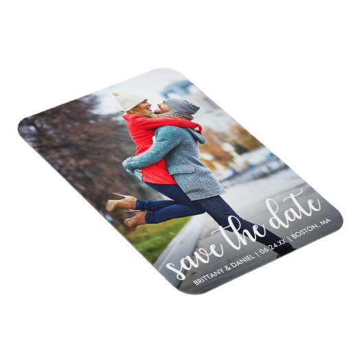 Magnet Flexible Script moderne | Enregistrer La Photo Date (Côté Droit)