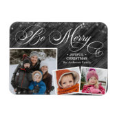Magnet Flexible Script moderne noir élégant Snowflakes Bokeh Flare (Horizontal)