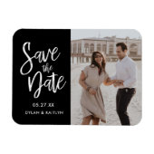 Magnet Flexible Script moderne noir Enregistrer la photo de la dat (Horizontal)