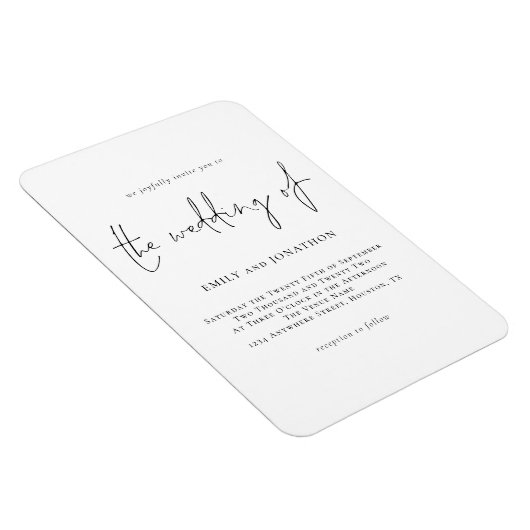 Magnet Flexible Script moderne Noir Noir Noir Mariage Invite Magne (Côté Droit)