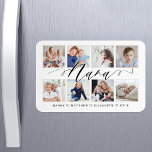 Magnet Flexible Script Nana moderne | Collage photo pour petits en<br><div class="desc">Envoyez un beau cadeau personnalisé à votre grand-mère (Nana) qu'elle chérira pour toujours. Petit-enfants personnalisées, aimants photo collage pour afficher vos propres photos de famille et souvenirs spéciaux. Notre design comprend un design simple 8 photo collage grille avec "Nana" conçu dans un style de script noir manuscrit. Chaque photo est...</div>