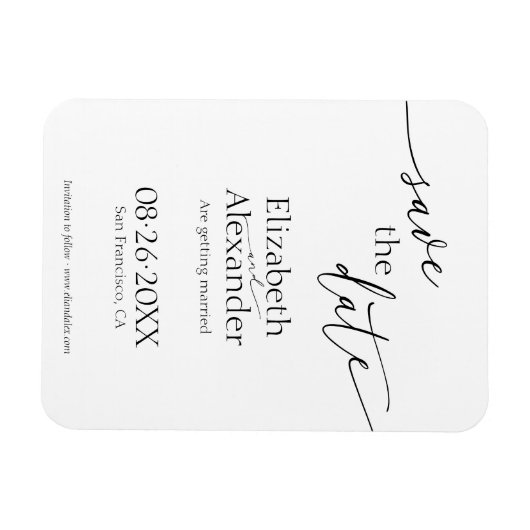 Magnet Flexible Script noir et blanc minimum fantaisie Enregistrer (Horizontal)