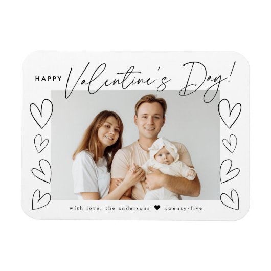 Magnet Flexible Script noir moderne photo de la Saint Valentin (Horizontal)