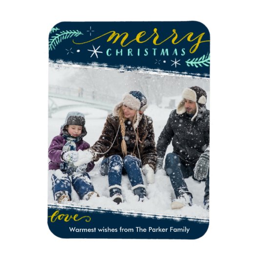 Magnet Flexible Script or vert moderne Simple Photo Holiday (Vertical)