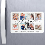 Magnet Flexible Script Papa moderne | Collage photo pour petits en<br><div class="desc">Envoyez un beau cadeau personnalisé à votre grand-père (Papa) qu'il chérira pour toujours. Petit-enfants personnalisées, aimants photo collage pour afficher vos propres photos de famille et souvenirs spéciaux. Notre design comprend un design simple 8 photo collage grille avec "Papa" conçu dans un style de script noir écrit à la main....</div>