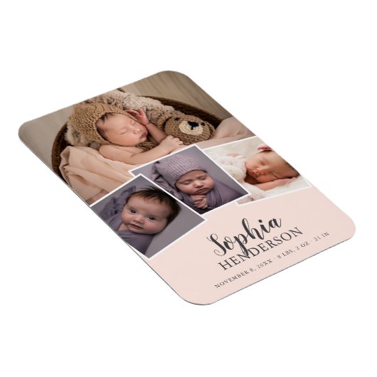 Magnet Flexible Script Photo Birth Blush Pink (Côté Droit)