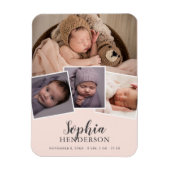 Magnet Flexible Script Photo Birth Blush Pink (Vertical)