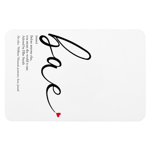 Magnet Flexible Script Red Love Coeur Bae Définition (Horizontal)