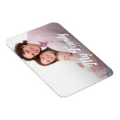 Magnet Flexible script rétro blanc élégant, photo de vacances (Côté Droit)