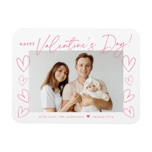 Magnet Flexible Script rose moderne Photo Saint Valentin (Horizontal)