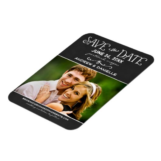Magnet Flexible Script rustique Chalkboard Mariage Black Photo (Côté Gauche)