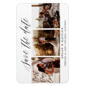 Magnet Flexible Script rustique Trois photos Enregistrer la date 4 (Vertical)